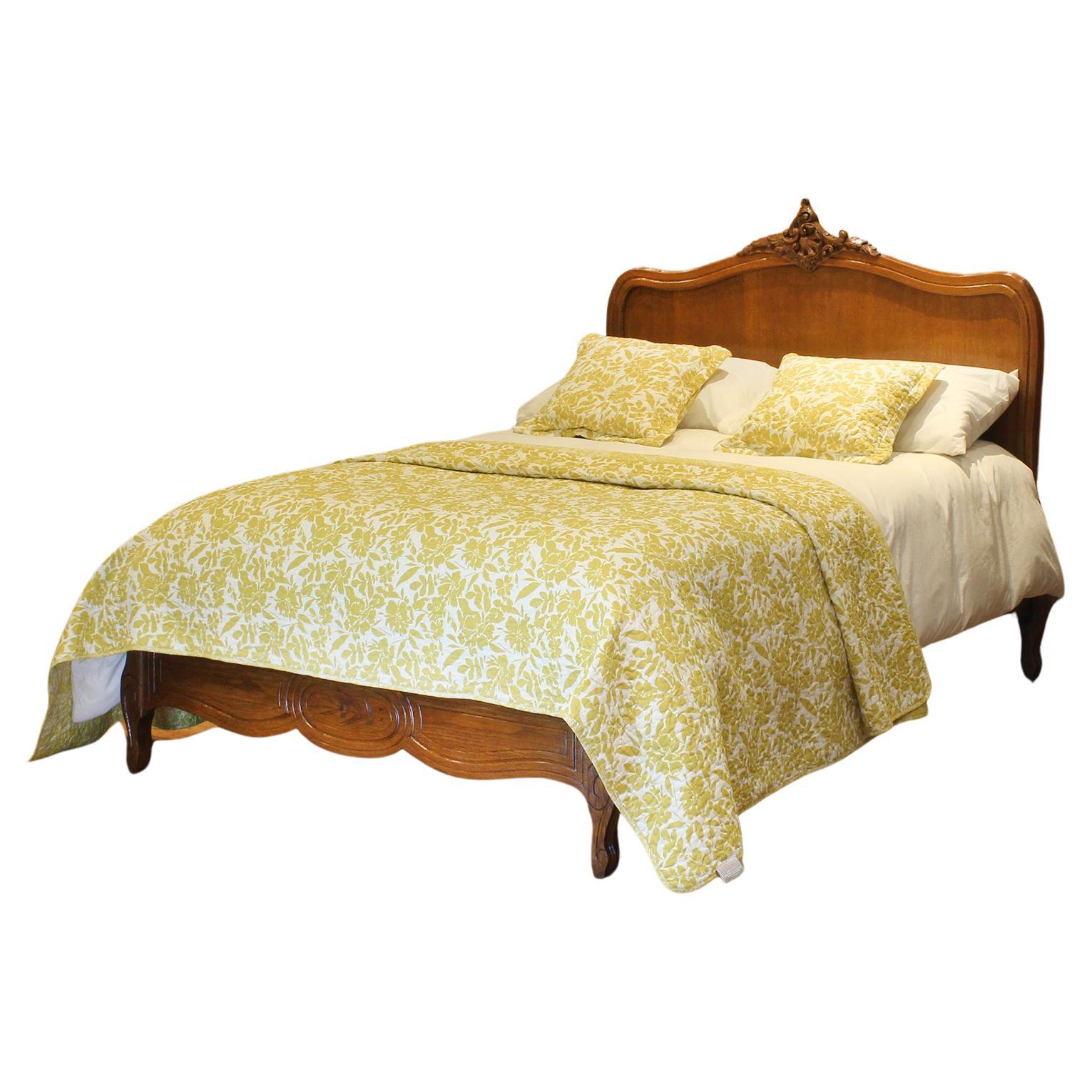 Double Louis XV Platform Antique Bed in Oak - WD56