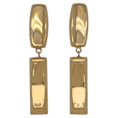 Double Lozenge Drop Earrings Converted from 1960s Cufflinks in Yellow Gold