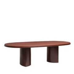 Double M Amarone Red Lacquered Base & Glossy Terracotta Lacquered Top Dining Tab