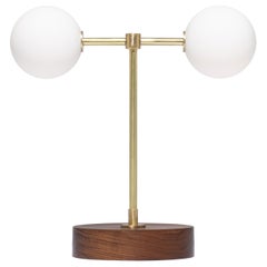 Double Matte Globe American Black Walnut Table Lamp by Lights of London
