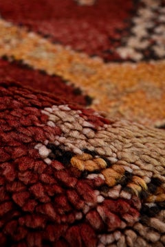 Double Medallion Moroccan Rug with Floral Geometric Motifs - Deep Red Old Gold