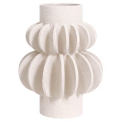 21st Century Double Mille-Pattes Vase in White Ceramic, Hand-Crafted in France