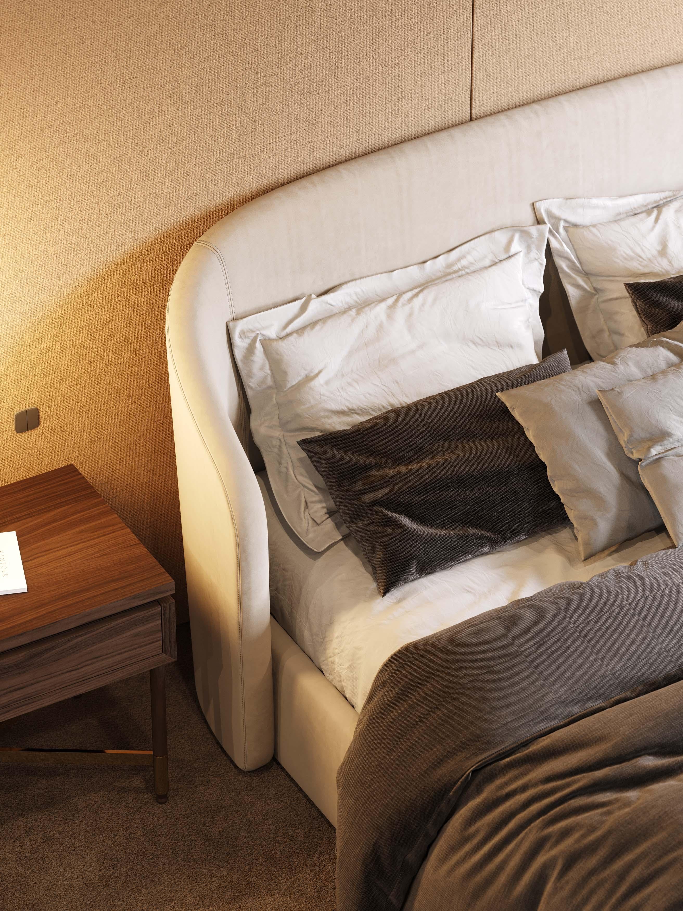 Doppeltes modernes Fortune-Bett aus Textilien, handgefertigt von Stylish Club im Angebot 2