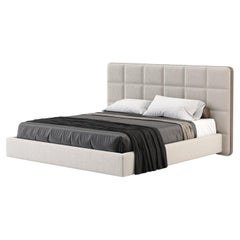 Double Modern Madrid Bed Made with Velvet and Leather, Handmade by Stylish Club