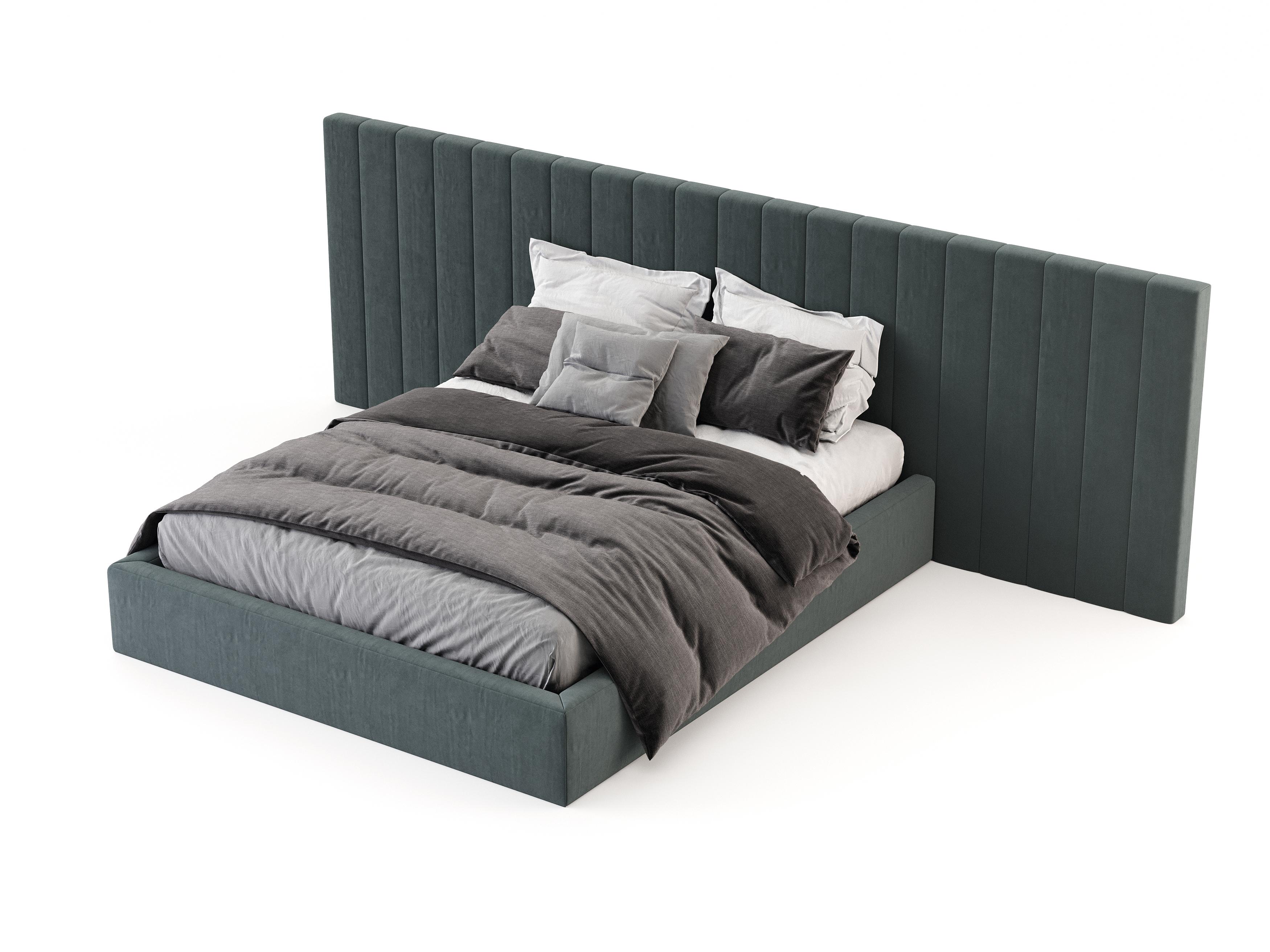 Portuguese Double Modern Milan Bed made with suede, Handmade by Stylish Club For Sale