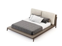 Double Modern Milos Bed Made with Walnut and Leather, Handmade by Stylish Club