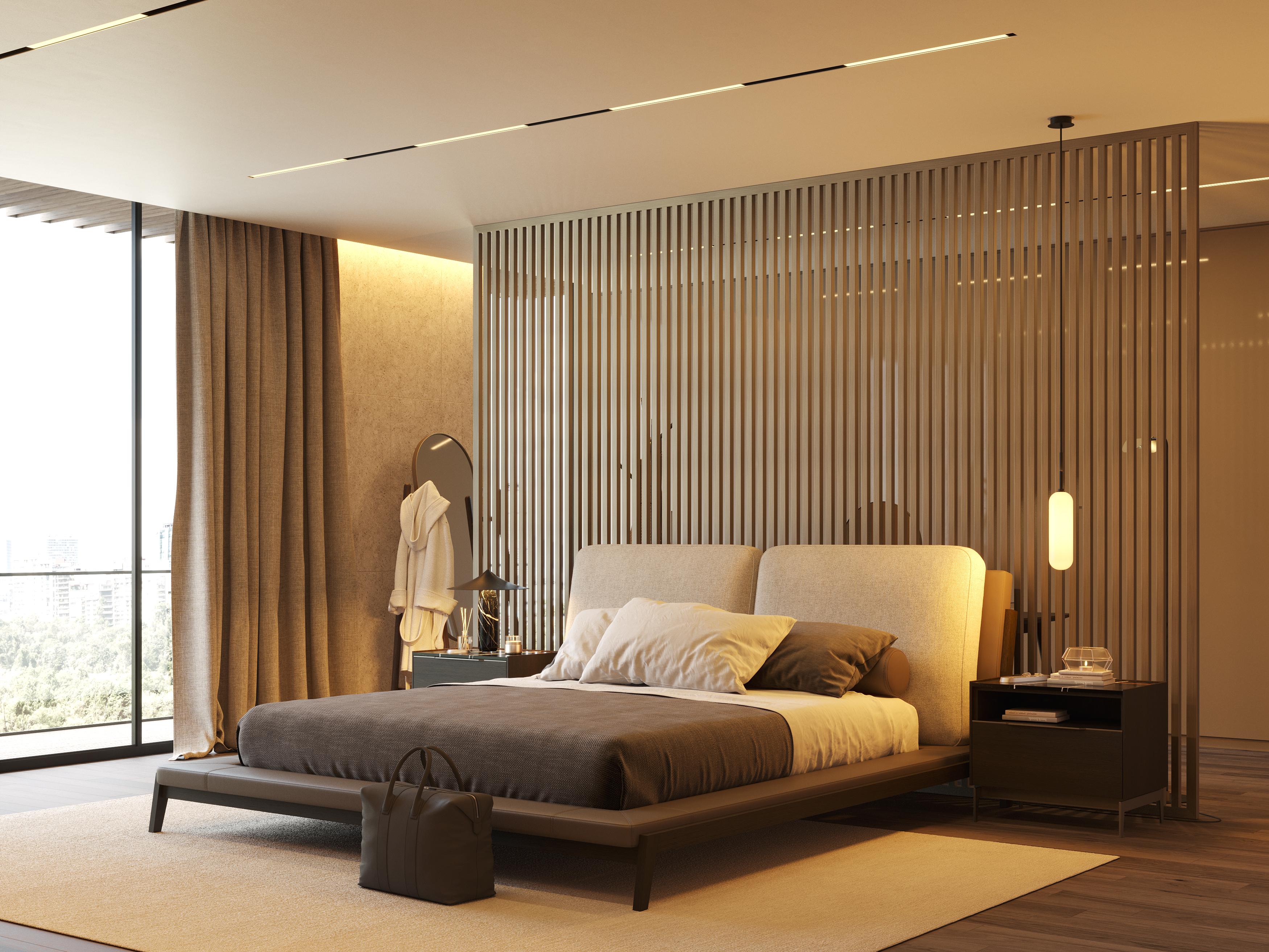 Double Modernes Milos-Bett aus Nussbaum und Leder, handgefertigt von Stylish Club (21. Jahrhundert und zeitgenössisch) im Angebot