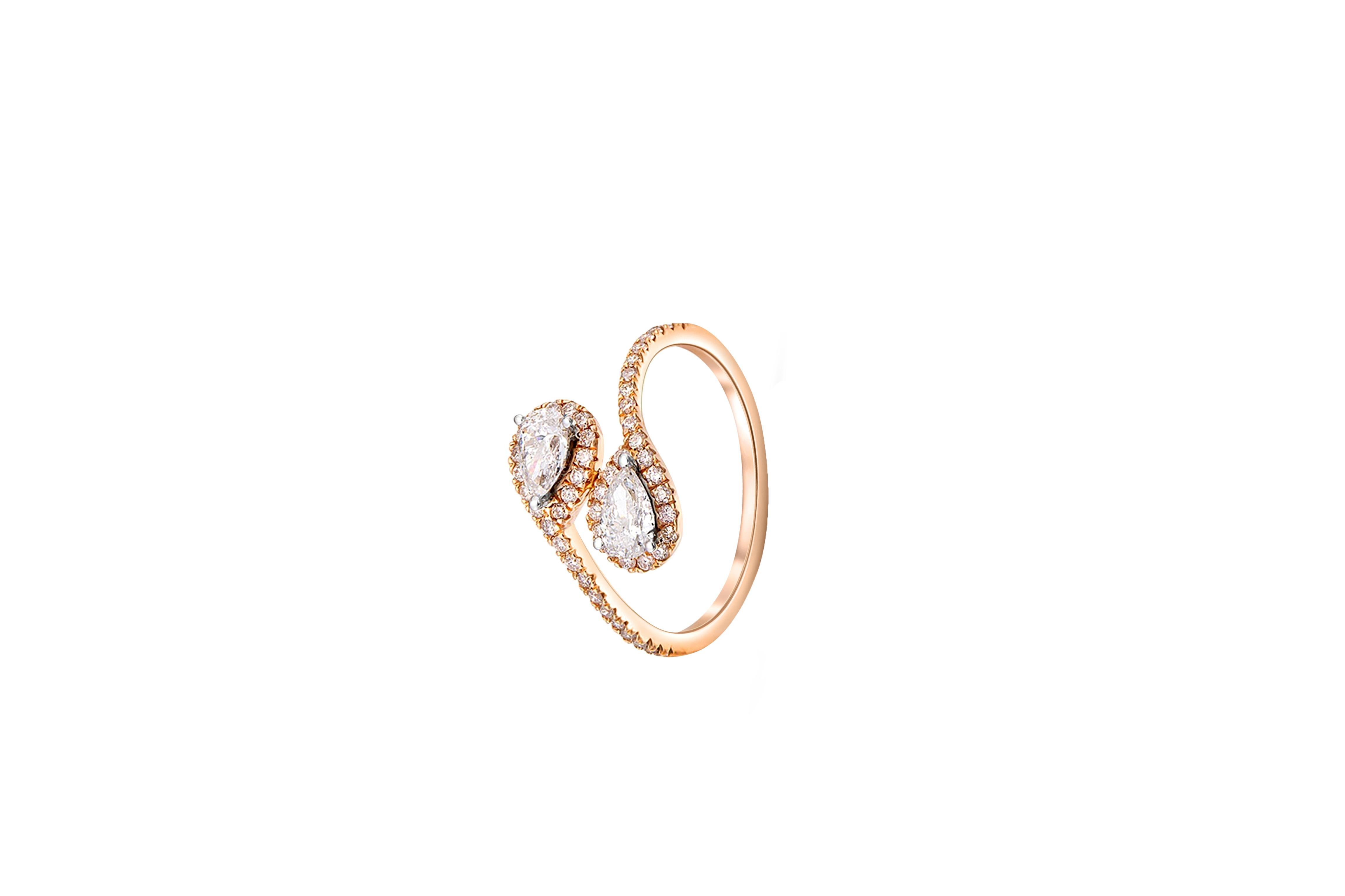 For Sale:  Double Moissanite Unique 14k gold Ring 3