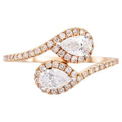 Anello con doppia moissanite unico in oro 14k