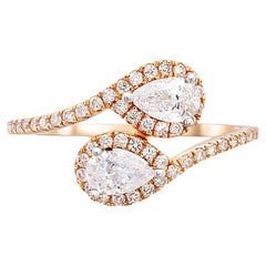 Double Moissanite Unique 14k gold Ring