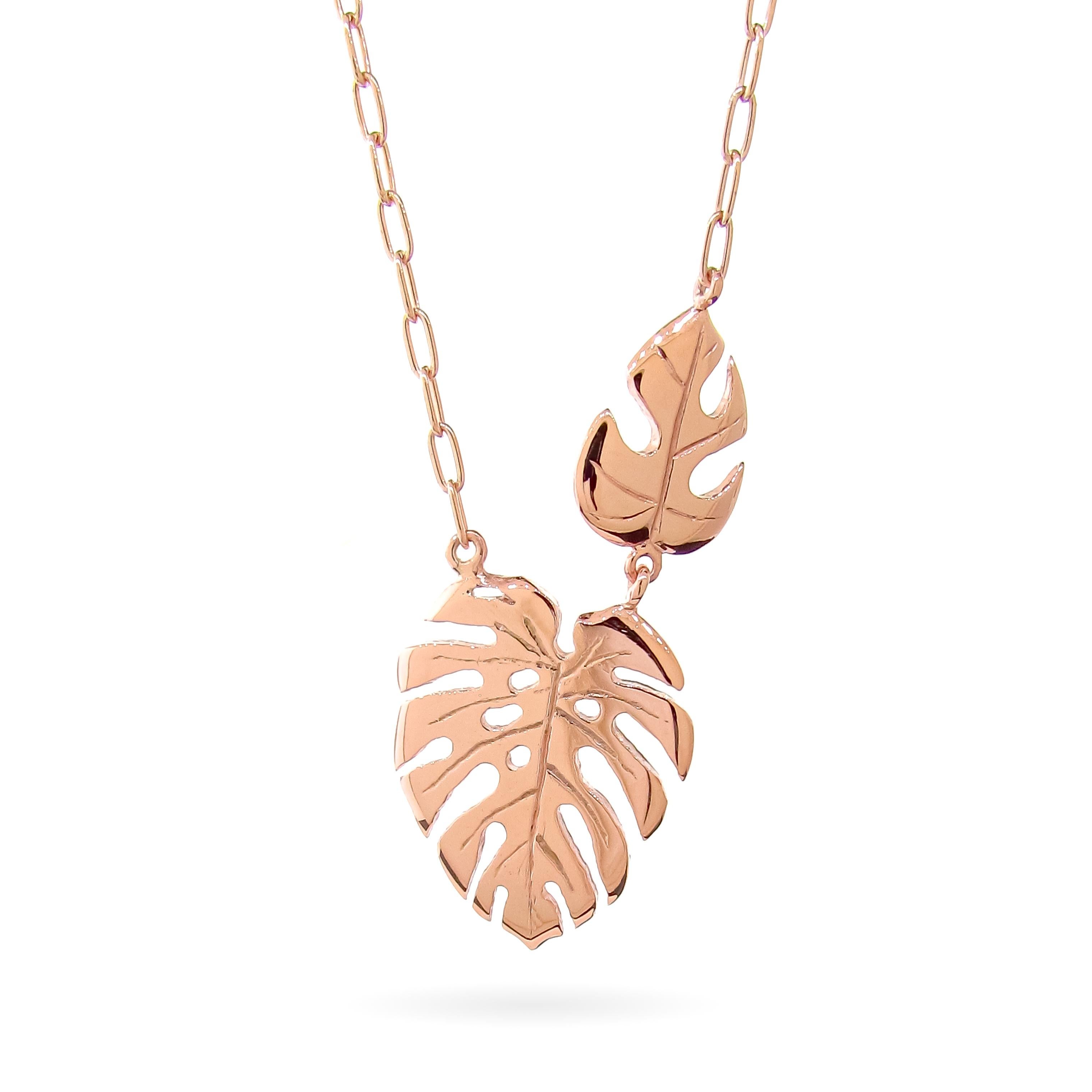 gold monstera leaf necklace