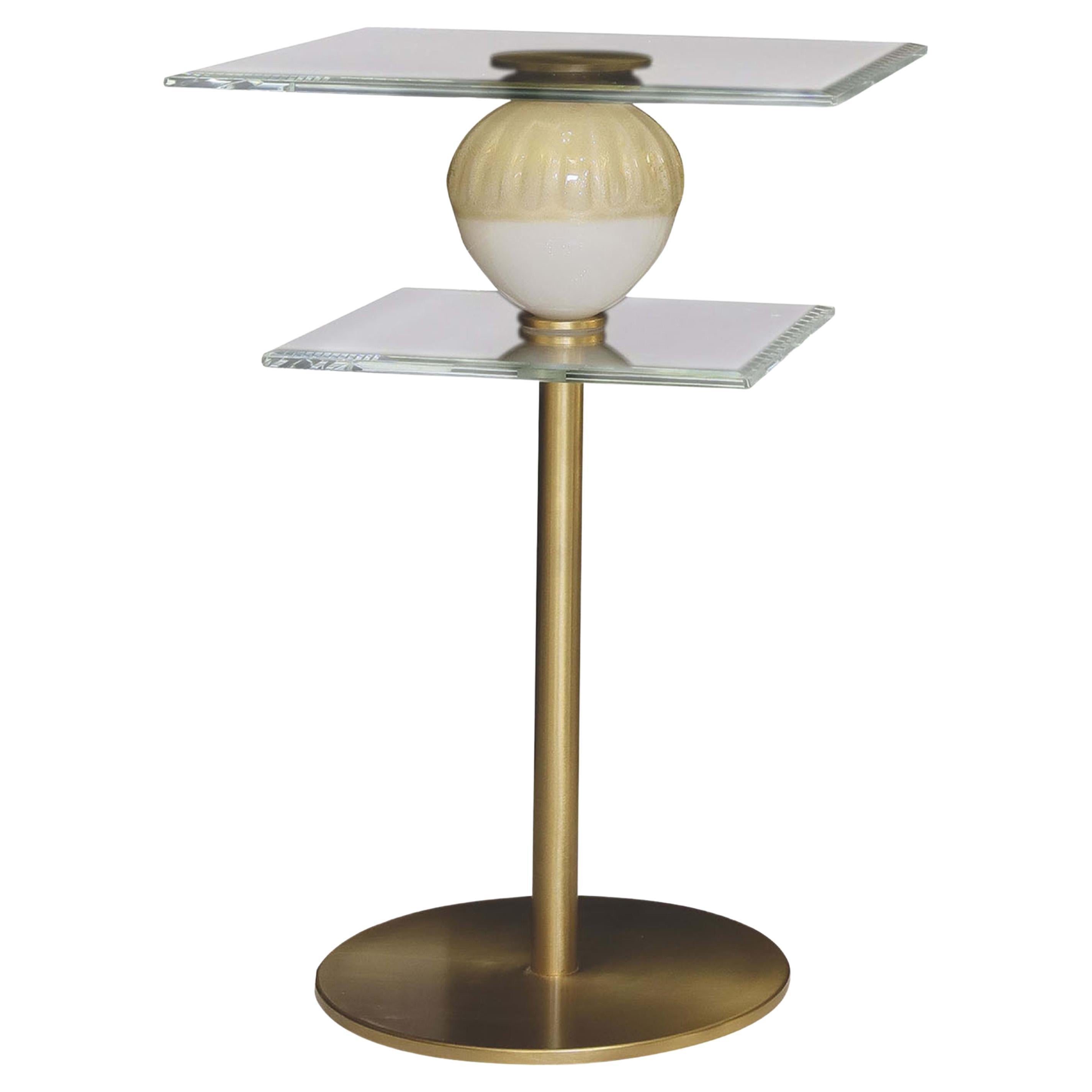 Double Murano Glass Side Table For Sale