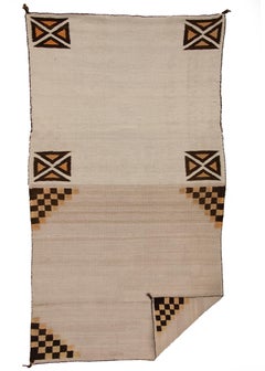 1920s Navajo Double Saddle Blanket with Maltese Cross & Checkerboard Design