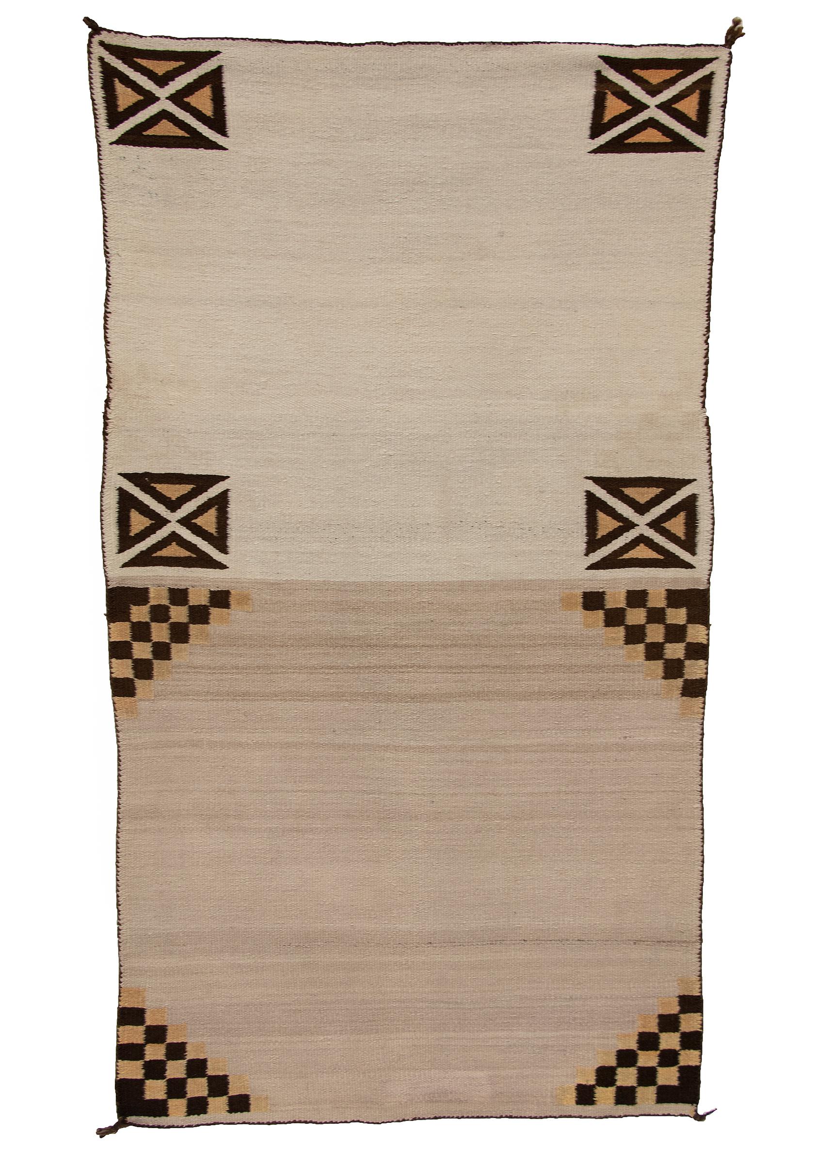 Dyed Vintage Navajo Double Saddle Blanket, 1920s, Maltese Cross, White Yellow Black