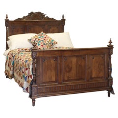 Double Oak Breton Carved Antique Bed - WD53