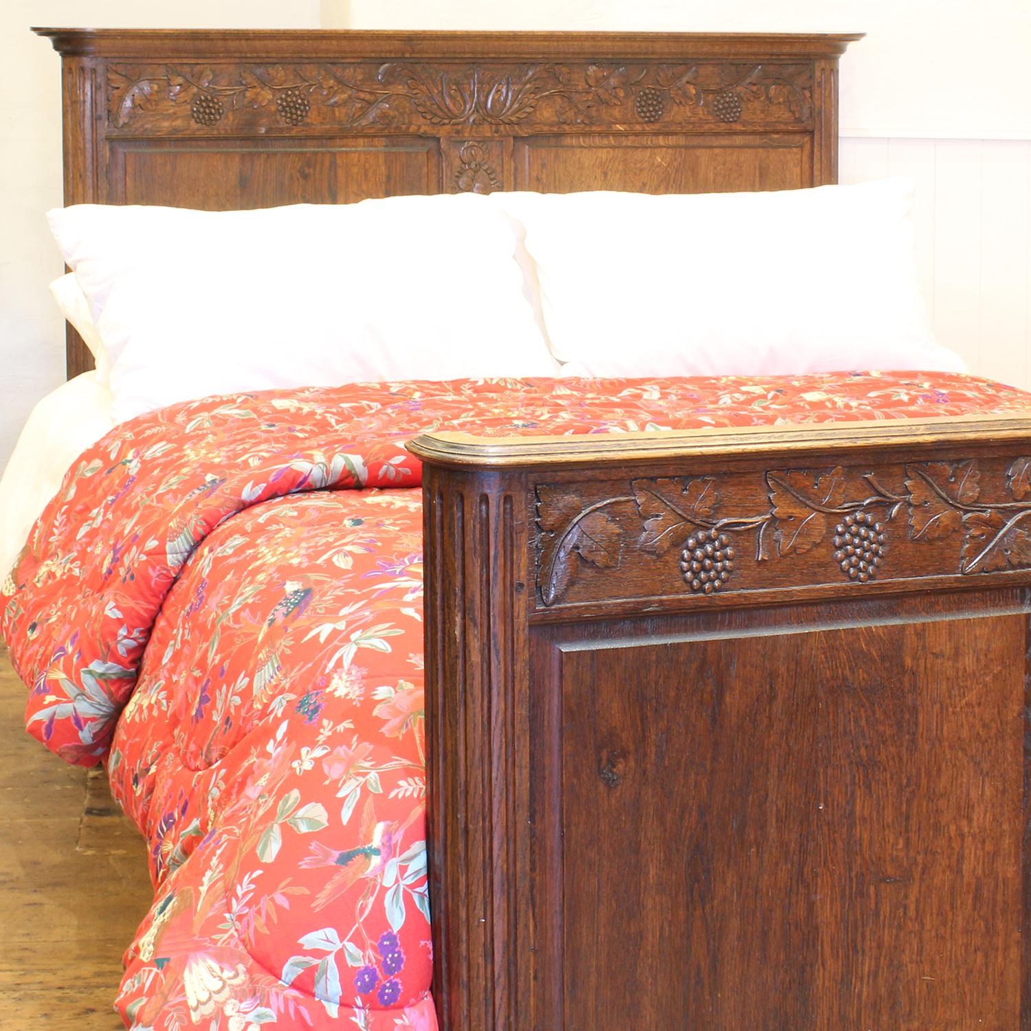 French Double Oak Country Antique Bed - WD54