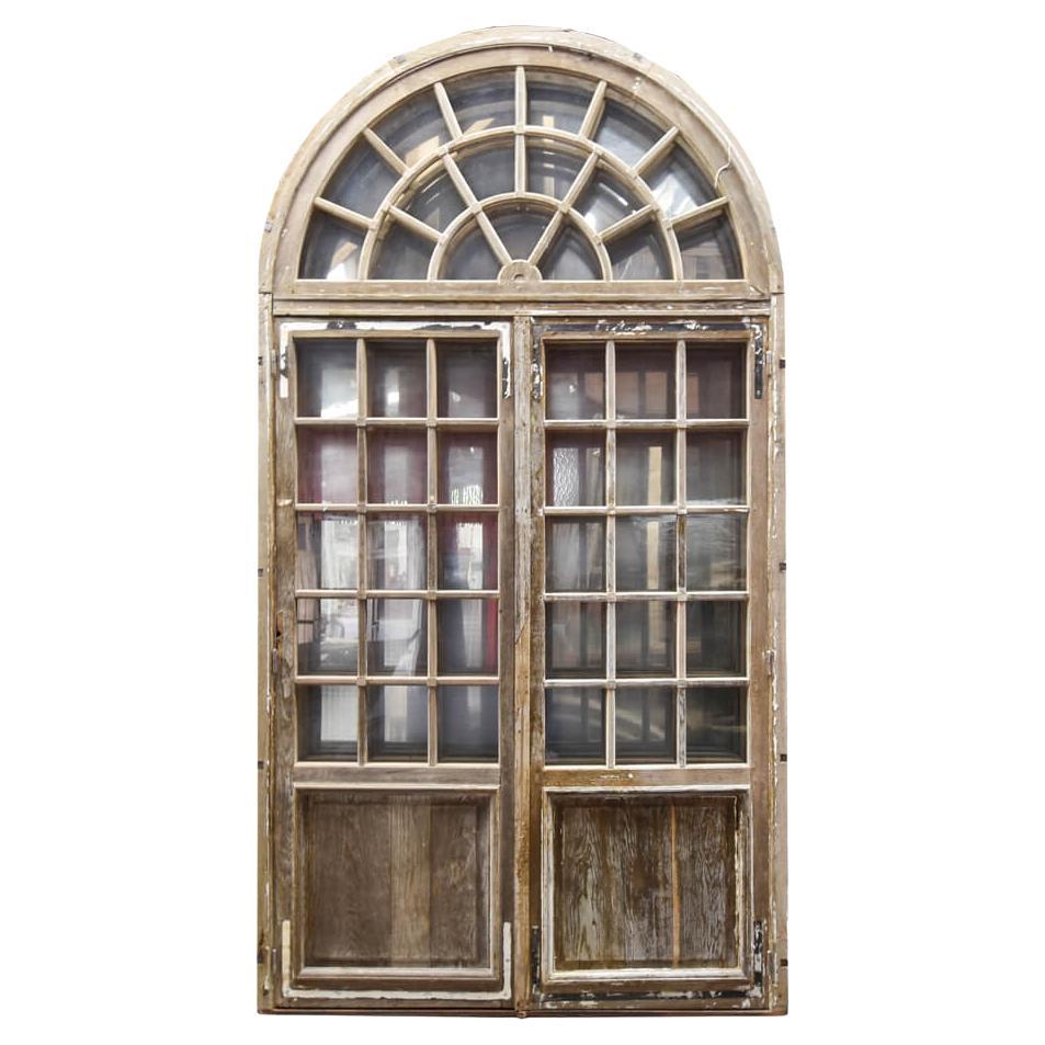 Double oak door with overlight 19th Century For Sale