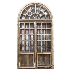 Antique Double oak door with overlight 19th Century