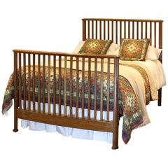 Antique Double Oak Panelled Bed, WD23