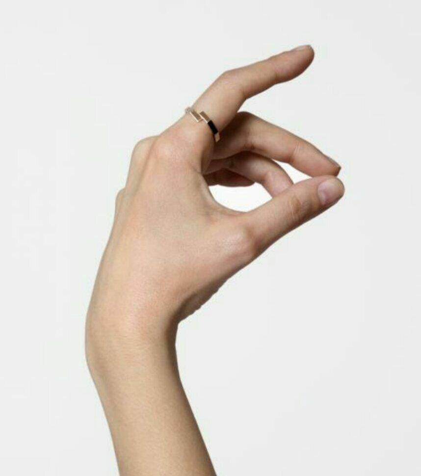 Double Octagon Gold Ring 14k Solid Gold Ring Minimalist Geometric Design Ring. For Sale 5