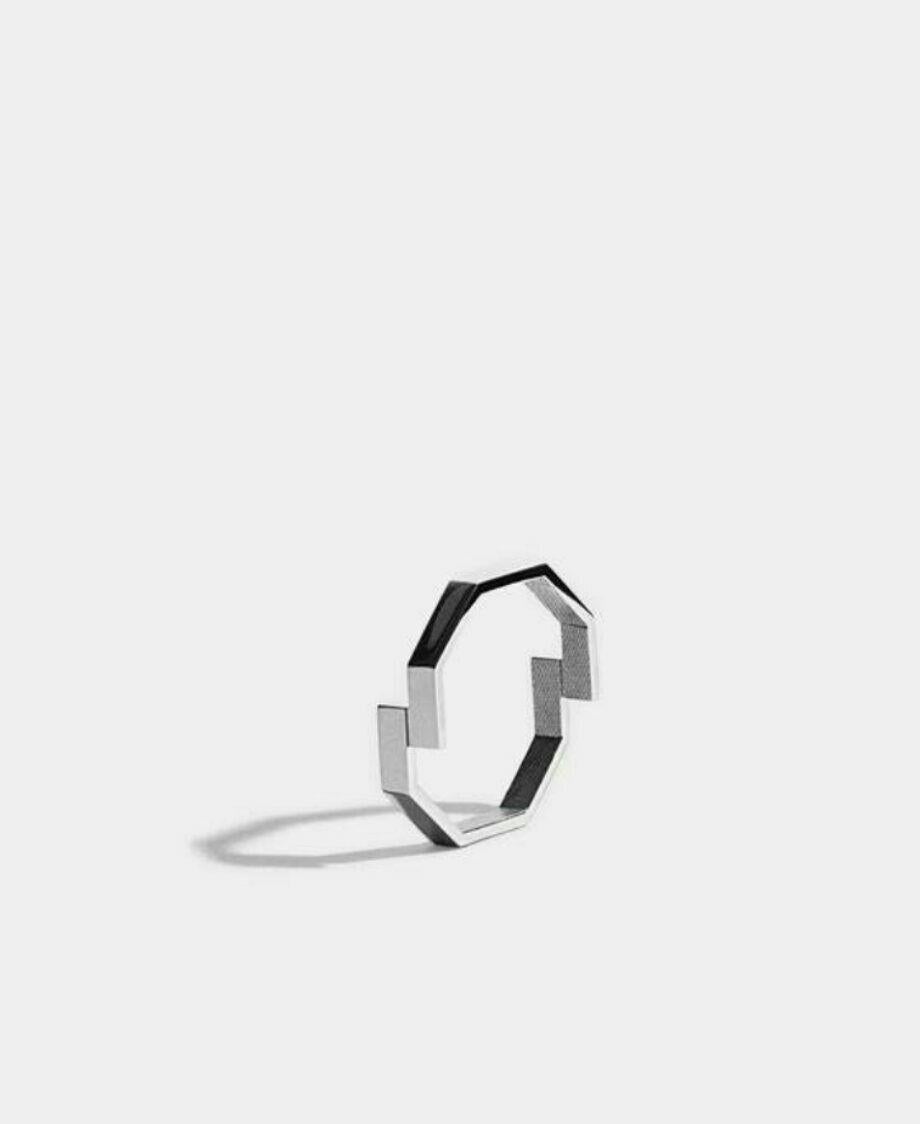 Double Octagon Gold Ring 14k Solid Gold Ring Minimalist Geometric Design Ring. For Sale 1