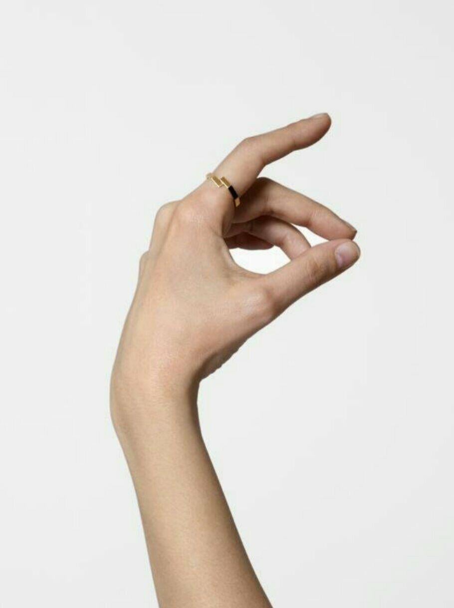 Double Octagon Gold Ring 14k Solid Gold Ring Minimalist Geometric Design Ring. For Sale 2