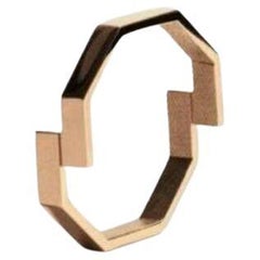 Bague double octogonale en or massif 14 carats au design géométrique minimaliste