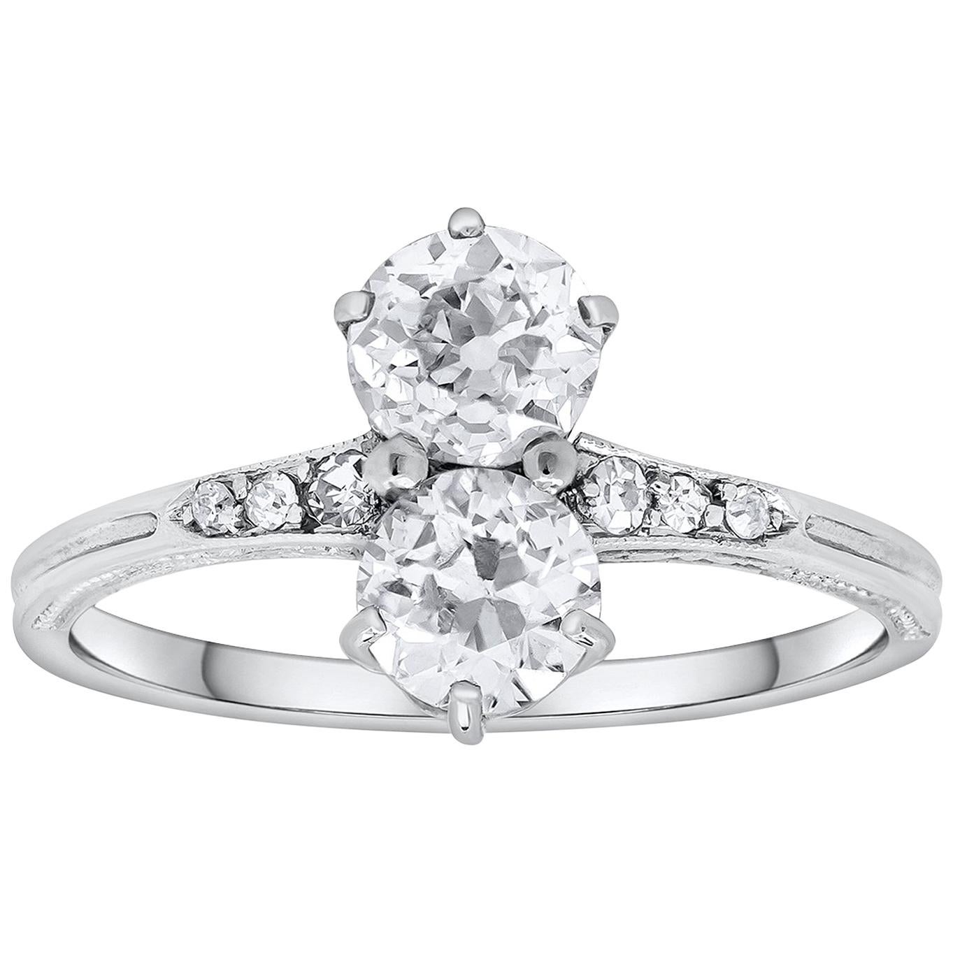 Double Old European Cut Diamond Antique Engagement Ring