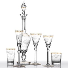 Double Old Fashioned Hand Blown, Engraved, Gilded Glasses 'Paula' by Moser