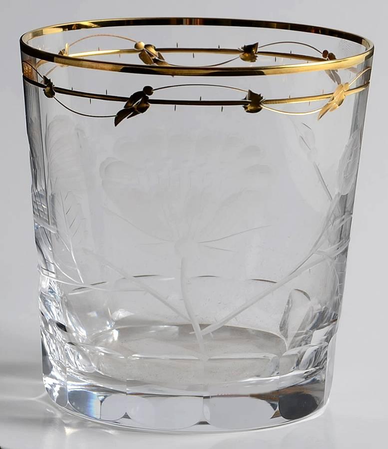 Double Old Fashioned Hand Blown, Engraved, Gilded Glasses 'Paula' by Moser 1
