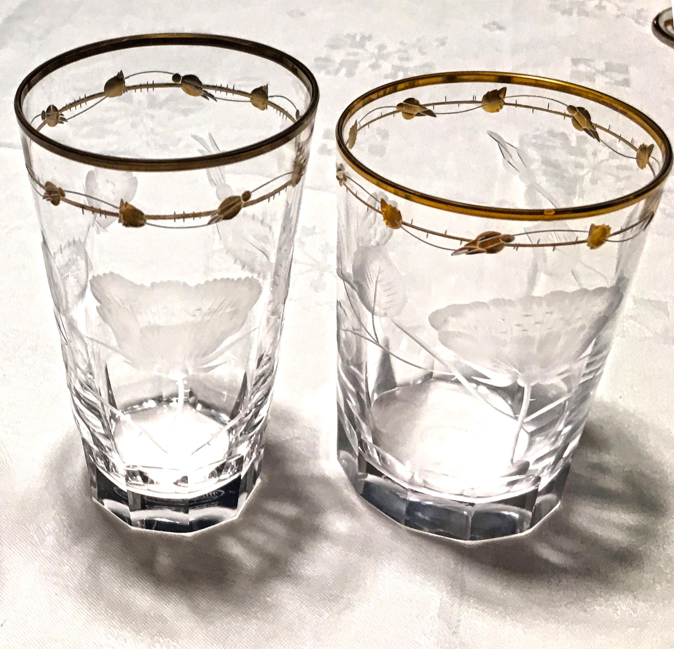 Double Old Fashioned Hand Blown, Engraved, Gilded Glasses 'Paula' by Moser 3