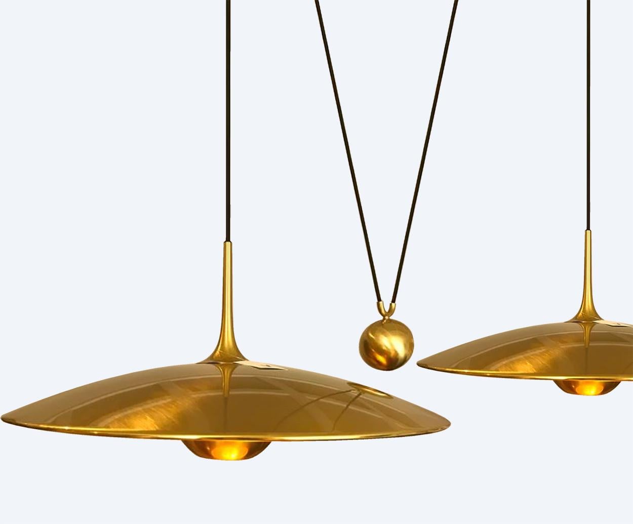 Modern Double Onos 55-Pendant Lamp with Side Counter Weights by Florian Schulz