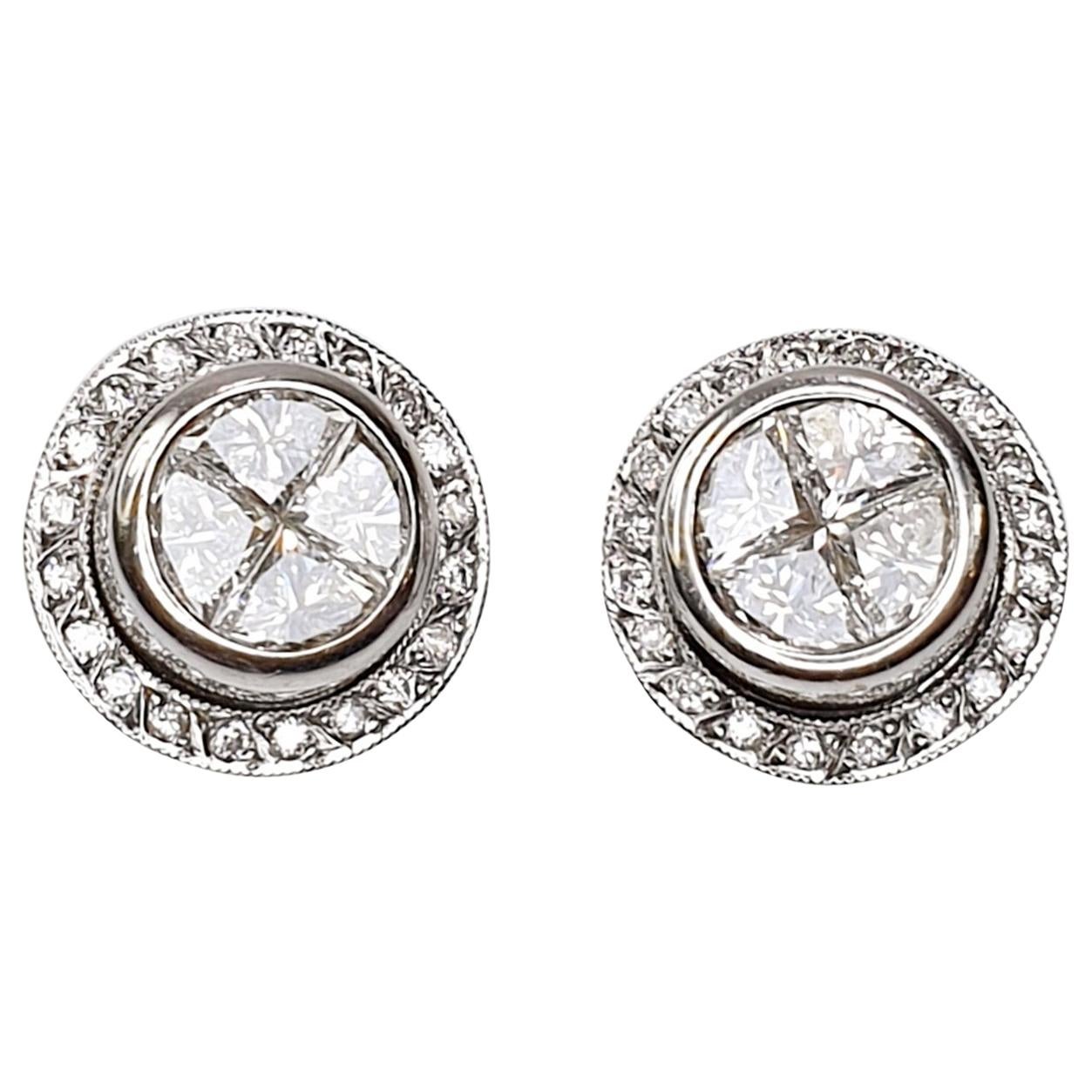 Double Option 2 Carat Diamond Stud Earrings in White 18 Karat Gold