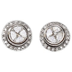 Double Option 2 Carat Diamond Stud Earrings in White 18 Karat Gold