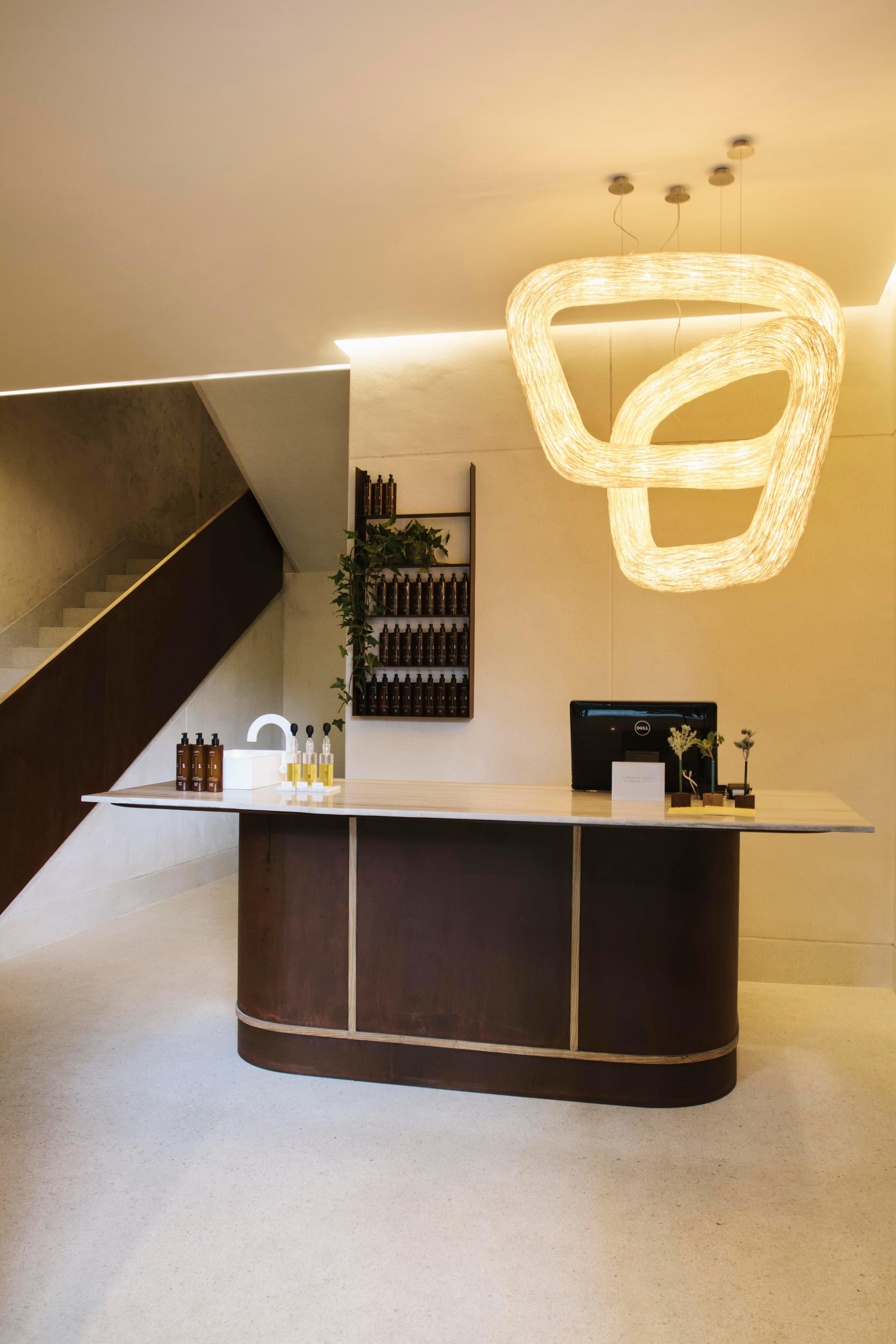 Double Orbit by Ango, Rattan Pendant Light with Handcrafted Design In New Condition For Sale In Bangkok, TH
