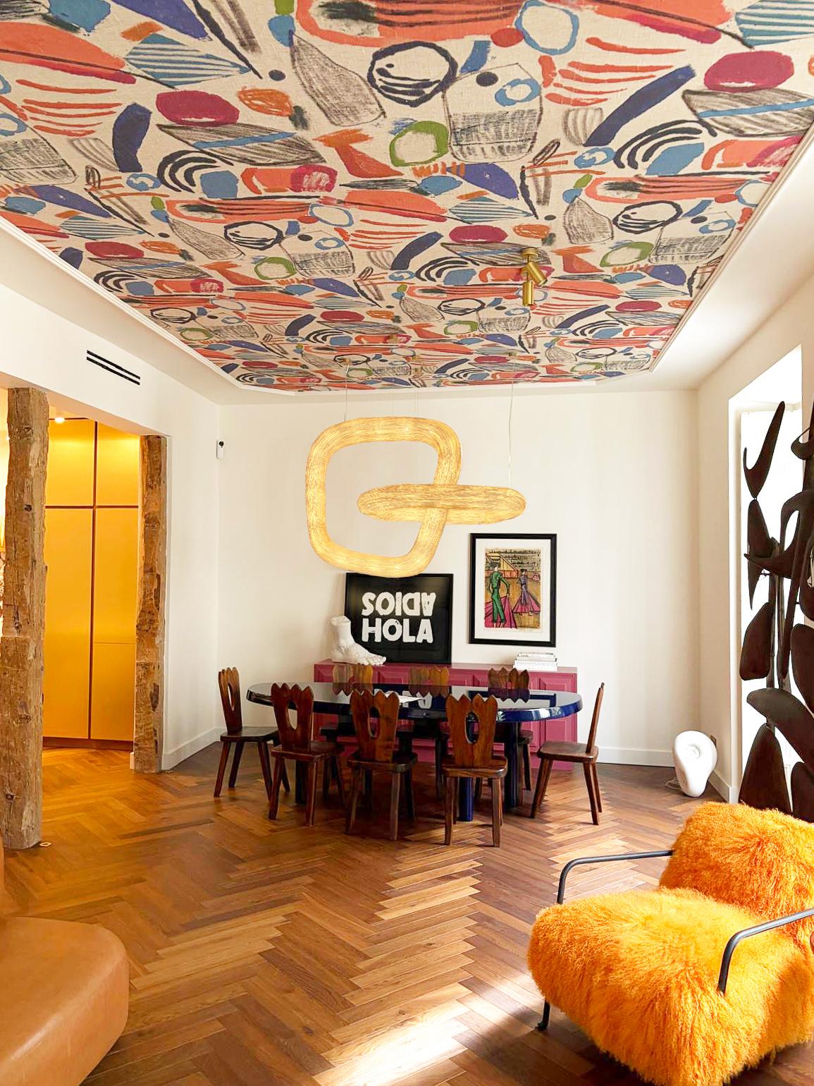 Double Orbit by Ango  Handcrafted Rattan Modern Ceiling Light For Sale 4