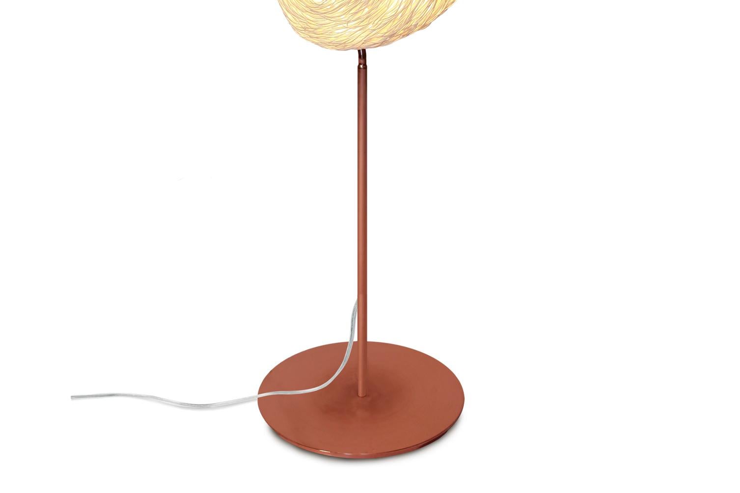 Organic Modern Double Orbit 'Floor' by Ango, Architectonic Floor Lamp with Natural Rattan For Sale