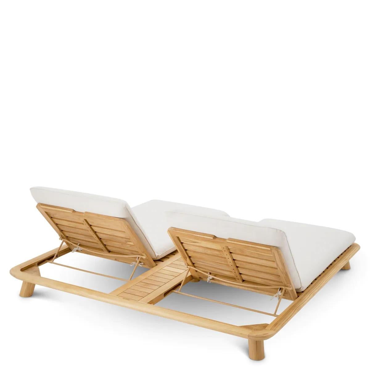 Lit de jour double pour l'extérieur, teck naturel, sable violet. en vente 3