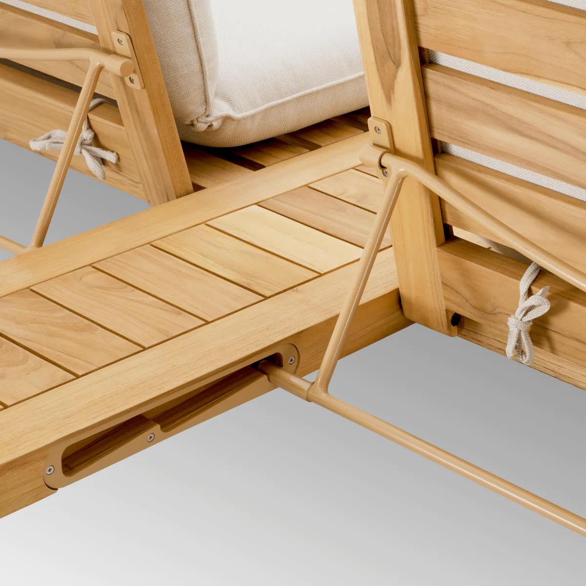 Lit de jour double pour l'extérieur, teck naturel, sable violet. en vente 5