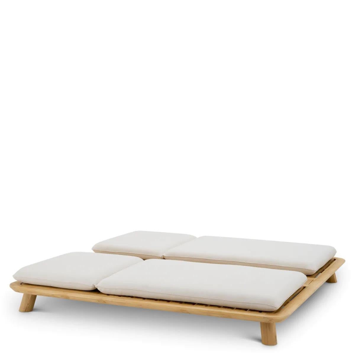Français Lit de jour double pour l'extérieur, teck naturel, sable violet. en vente