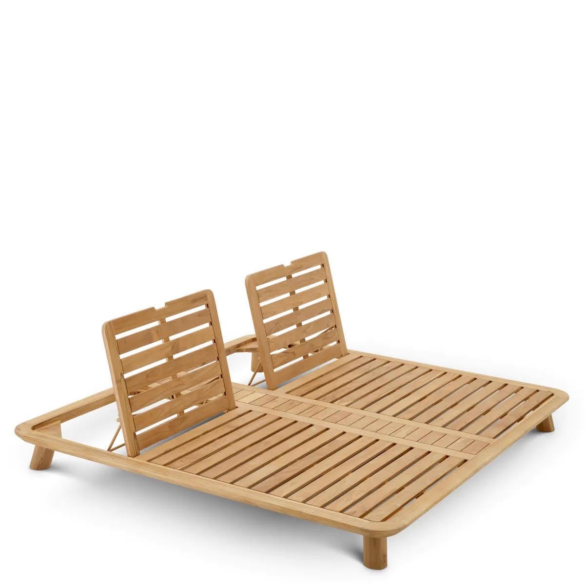 Lit de jour double pour l'extérieur, teck naturel, sable violet. en vente 1