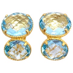 Double Oval Blue Topaz Earrings