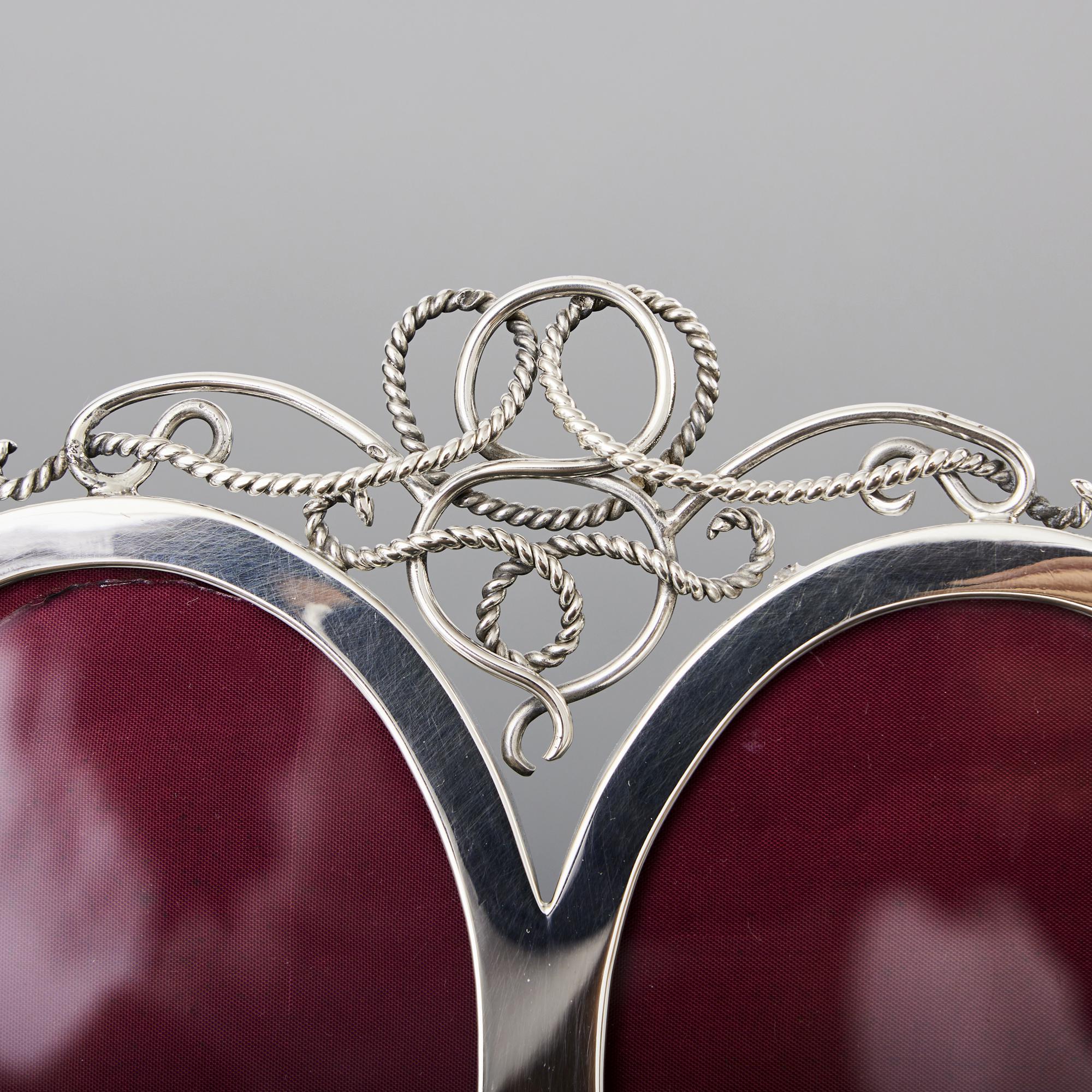 Marco de fotografía antiguo de plata de forma ovalada doble en Bueno estado para la venta en London, GB