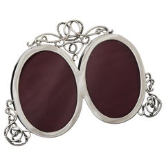 Double oval-shaped Antique silver photograph frame