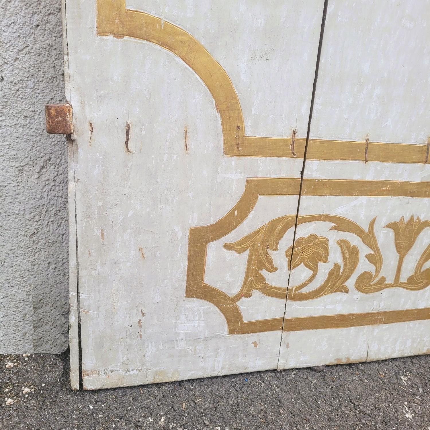 Doppie porte di legno dipinte, XVII-XVIII secolo in vendita 1