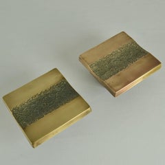 Double Pair of Architectural Push and Pull Bronze Door Handle Square