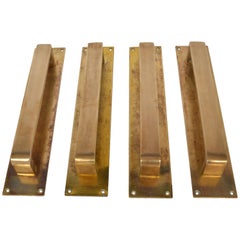 Double Pair of Bronze Push and Pull Door Handles