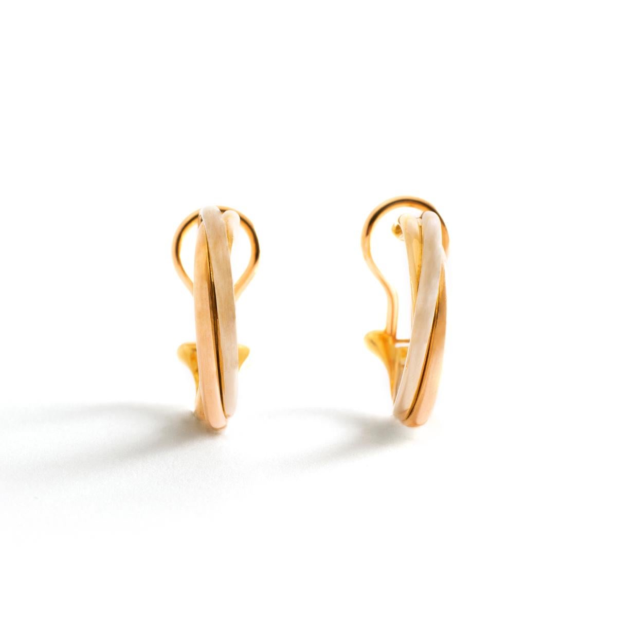 Contemporary Double Pair of Earrings Trinity Gold For Sale