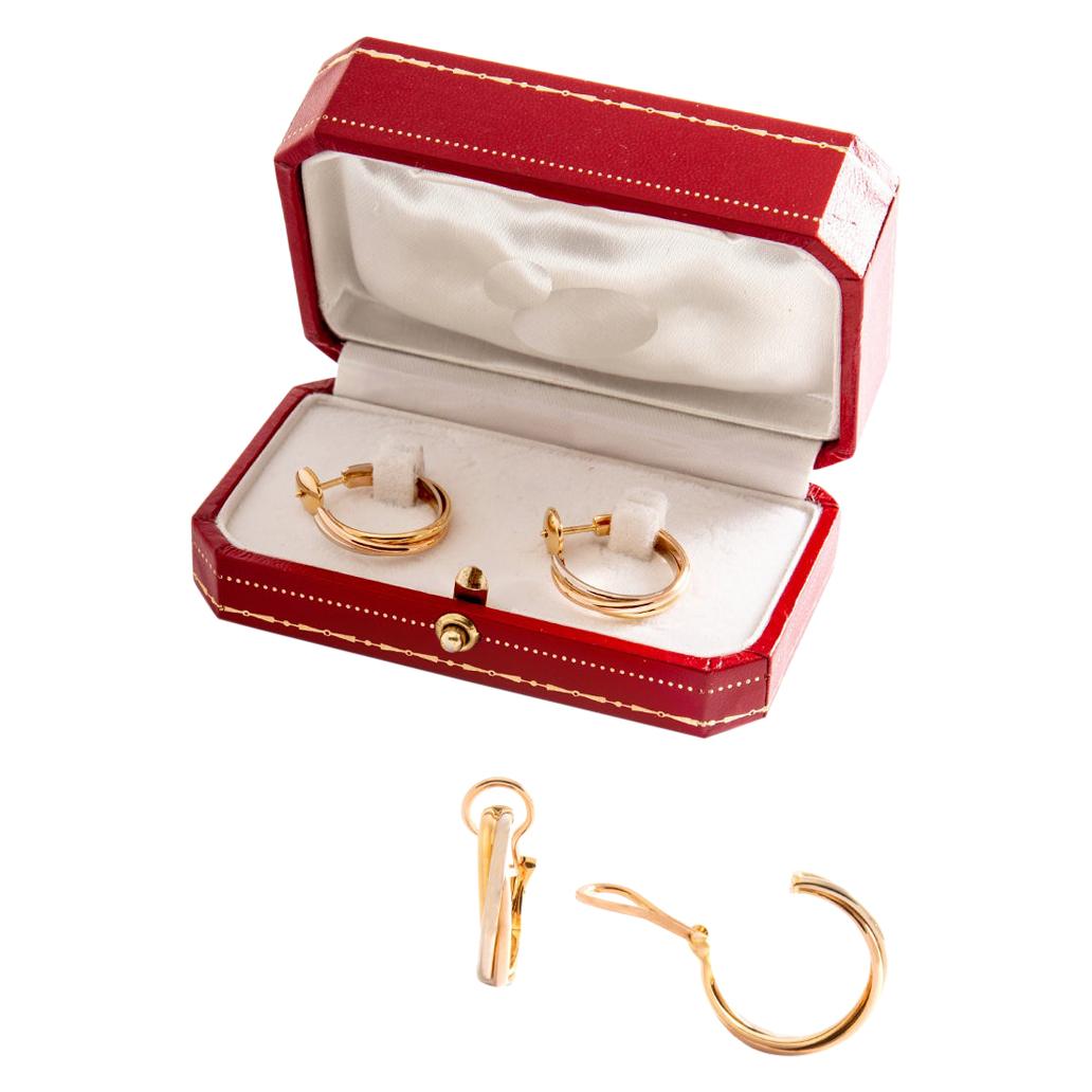 Double Pair of Earrings Trinity Gold For Sale