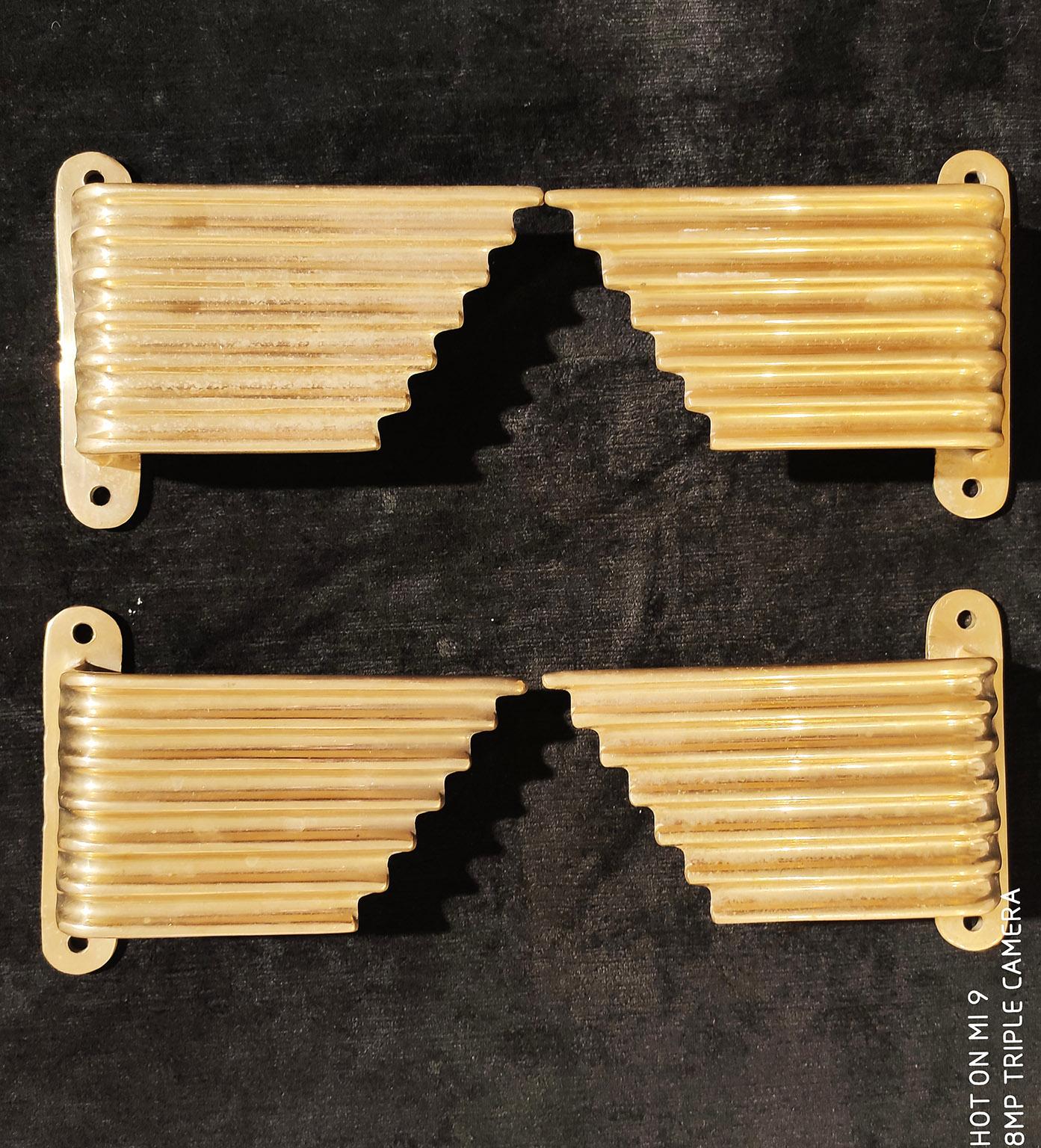 Double Pair of Mid-Century Modern Italian Brass Door Handles, 1950s 5